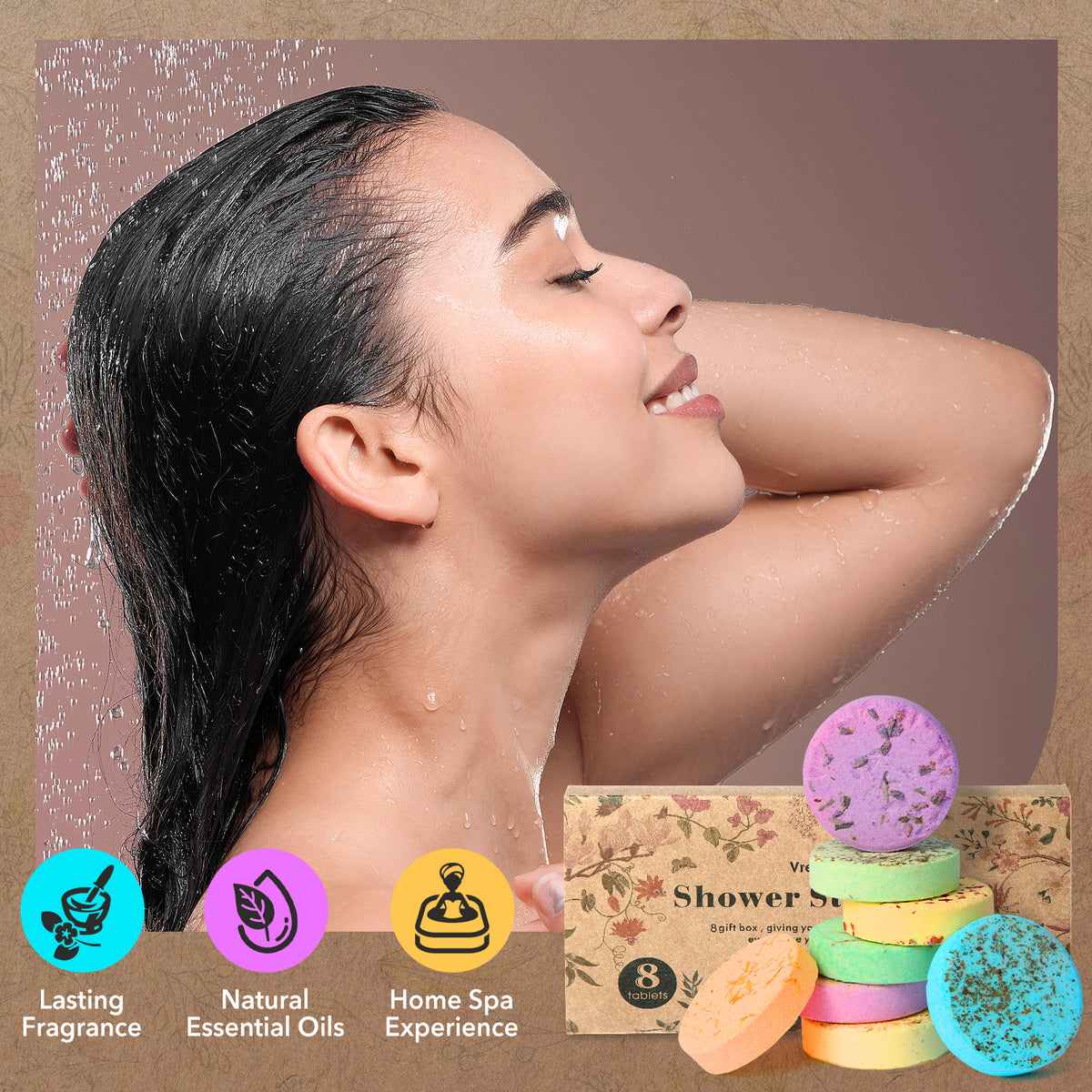 8 Packs Shower Steamers Aromatherapy, 40g Shower Bombs with Natural Essential Oils, Birthday Gifts for Women Self Care Relaxation Home SPA Stress Relief, Mothers Day Gifts for Mom, Her, Women