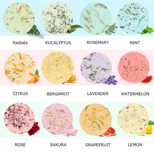Shower Steamers Aromatherapy - 12 Pcs Shower Bombs with Essential Oil for Home SPA, 100% Pure Essential Oil, Lavender, All Natural, for Men and Women