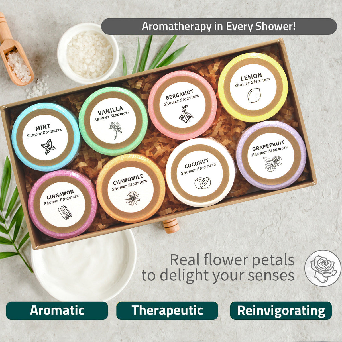 Shower Steamers Aromatherapy - 8 Pcs Shower Bombs with Essential Oil for Home SPA, Self-Care Relaxation, Valentines Day Gifts for Men Women, for Birthday Gift