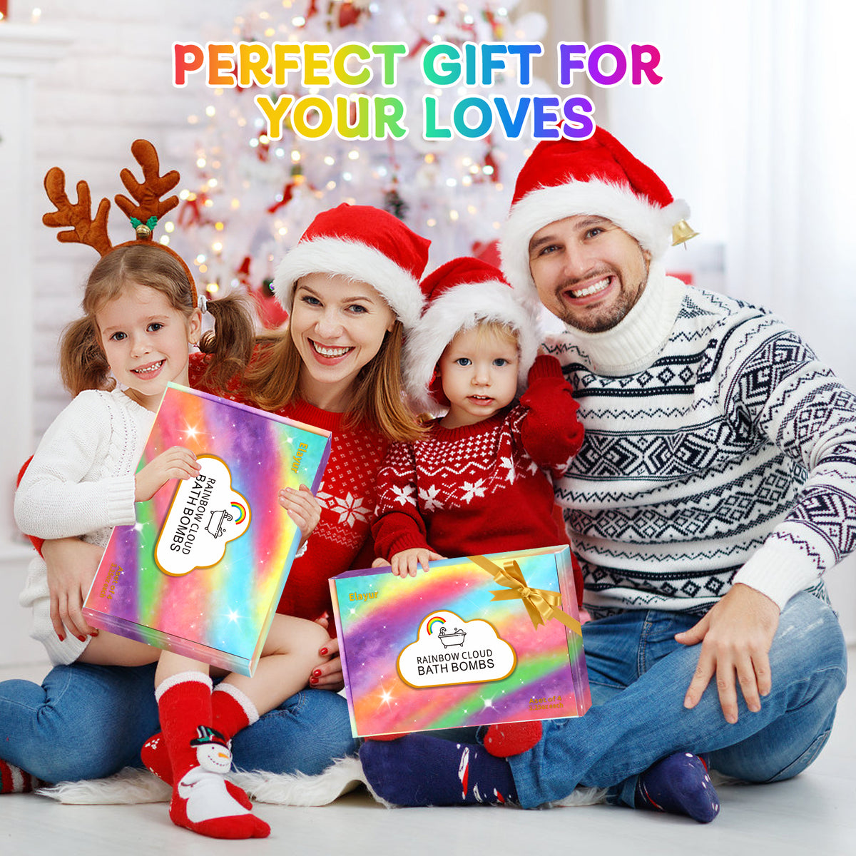 Rainbow Bath Bombs for Kids, Handmade 4 Pcs Kids Bath Bombs Gift Set for Girls Teens