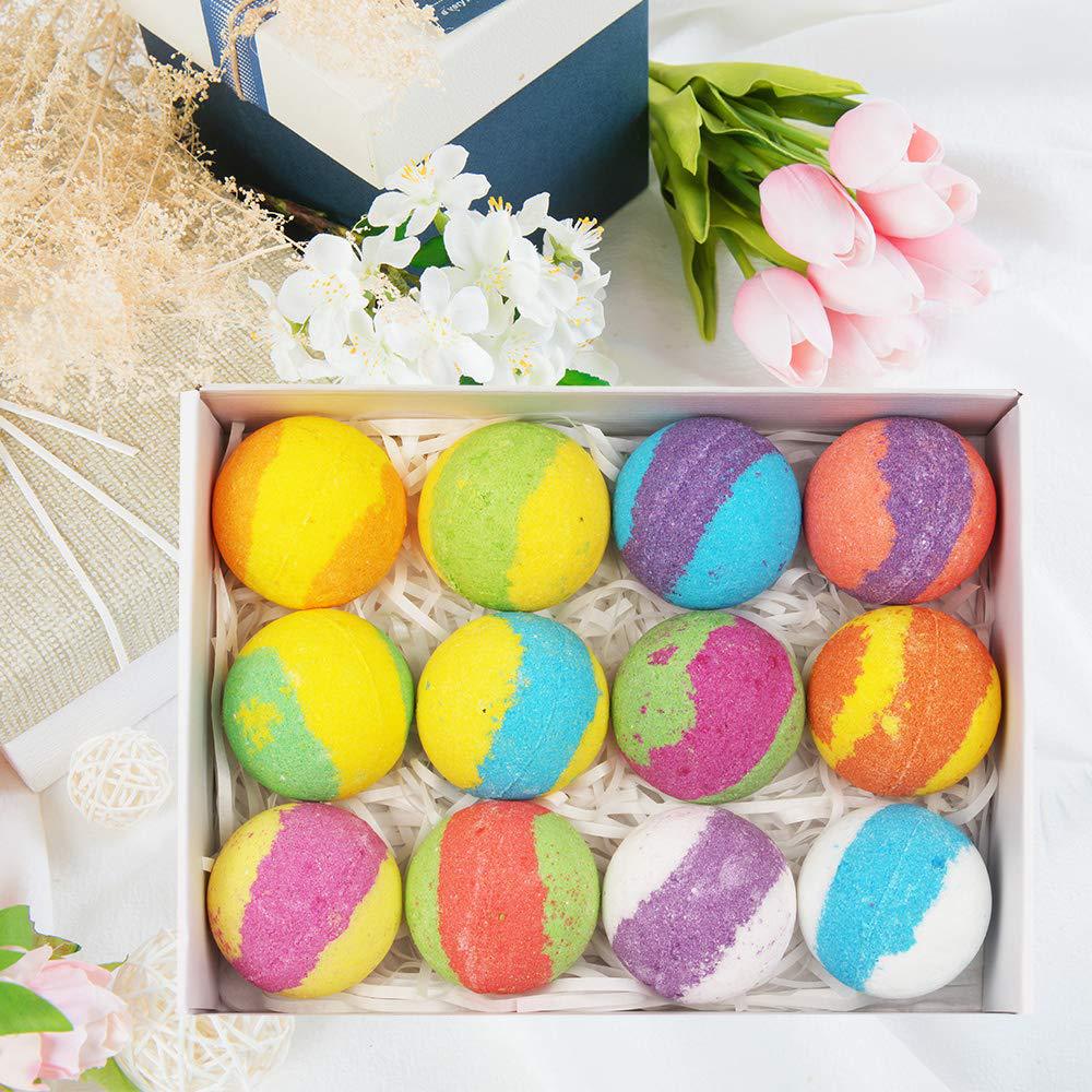 Bath Bombs Gift Set for Women, 12 Pack Organic Bath Bombs with Essential Oil, Handmade SPA Bubble Bath for Relaxing, Basket Set for Mothers Day Gifts for Mom, Spa Relaxing Self Care